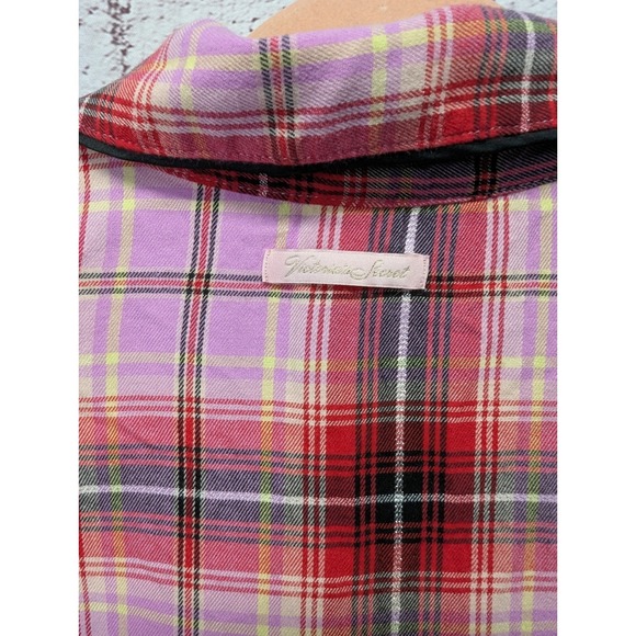 Victoria Secret Pink‎ Plaid Sleepwear Nightshirt Long Sleeve Flannel M Medium - Picture 4 of 6